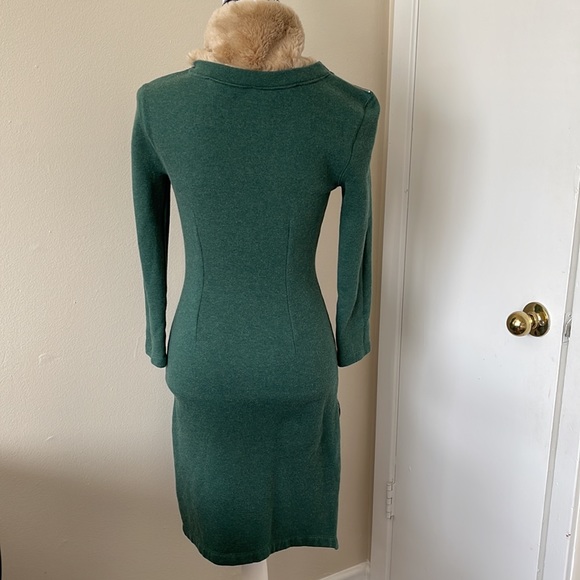 Band of Outsiders Green Emerald Sweater Dress with Fur Faux Collar size S - Picture 7 of 14
